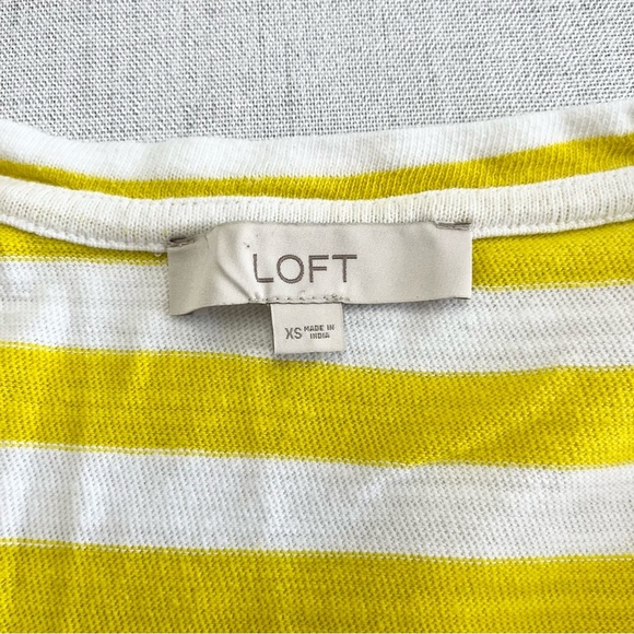 LOFT Striped Tie Waist V-Neck Yellow Midi Dress Size XS - Picture 10 of 12